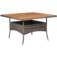 Garden Dining Table with Grey Polyrattan and Solid Acacia Wood - Garden Table