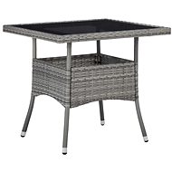 Garden Dining Table with Grey Polyrattan and Glass - Garden Table