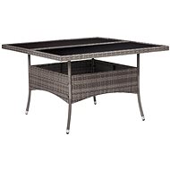 Garden Dining Table, Grey Polyrattan and Glass - Garden Table