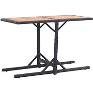 Garden Table with Black Solid Acacia Wood and Polyrattan - Garden Table