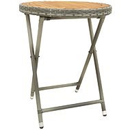 Čajový stolík sivý 60 cm polyratan a masívna akácia - Záhradný stôl