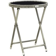 Tea table gray 60 cm polyratan and tempered glass - Garden Table