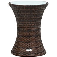 Garden side table drum shape brown polyrattan - Garden Table
