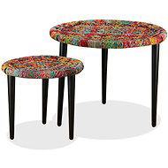 Konferenční stolky, set 2 ks, s úpletem chindi, vícebarevný - Konferenční stolek