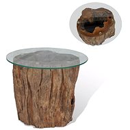 Konferenční stolek teak a sklo 50x40 cm - Konferenční stolek