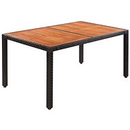 Garden Table 150x90x75cm Polyrattan and Solid Acacia Wood - Garden Table