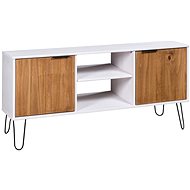 TV table New York Range white and light wood solid pine 321147 - TV Table