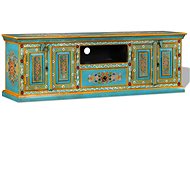 TV table, Solid Mango Tree, Hand-painted, Blue - TV Table