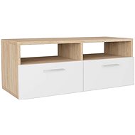 TV table, chipboard, 95x35x36 cm, oak and white - TV Table