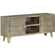 TV table gray with brass 110x30x48 cm solid mango tree - TV Table