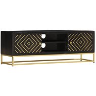 TV Table Black and Gold 120x30x40cm Solid Mango Tree - TV Table