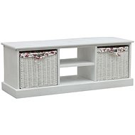 TV table with 2 baskets white wood - TV Table