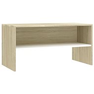 TV table white and sonoma oak 80x40x40 cm chipboard - TV Table