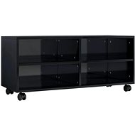 TV table with wheels black high gloss 90x35x35 cm chipboard - TV Table