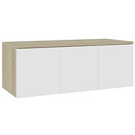 TV table white and sonoma oak 80x34x30 cm chipboard - TV Table