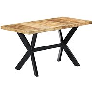 Dining table 140x70x75 cm solid rough mango wood - Dining Table