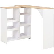 Bar table with movable shelf white 138x40x120 cm 280225 - Bar Table