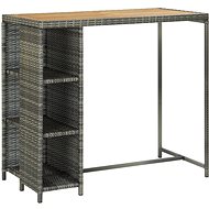 Bar Table with Storage Rack Grey 120x60x110cm Polyrattan - Bar Table