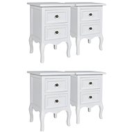 Noční stolek se 2 šuplíky 4 ks bílý MDF - Night Stand