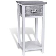 Bedside table with 1 drawer grey and white - Night Stand