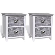 Noční stolek se 2 zásuvkami šedý / bílý sada 2 ks - Night Stand
