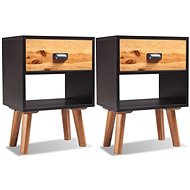 Bedside table solid acacia wood 2 pcs 40 x 30 x 58 cm - Night Stand