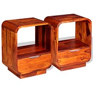 Bedside table with drawer solid sheesham 2 pcs 40x30x50 cm - Night Stand