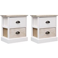 Bedside tables 2 pcs white and natural 38x28x45 cm wood pavlovnie - Night Stand