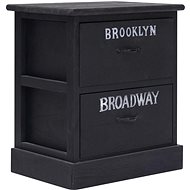 Bedside table black 38 x 28 x 45 cm wood pavlovnia - Night Stand