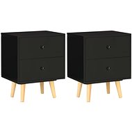 Bedside tables 2 pcs black 40 x 30 x 50 cm solid pine wood - Night Stand