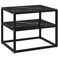Cantilever table black 50x40x40 cm tempered glass 322854 - Console Table