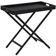 Folding table black 80x45x75 cm polyratan - Side Table