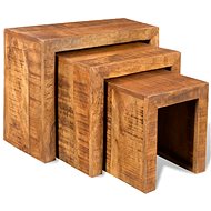 Set of 3 vintage stackable mangrove wood tables - Side Table