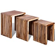Side tables regenerated teak set of 3 pcs - Side Table