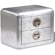 Aviation aluminum vintage side table with 2 drawers - Side Table