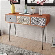 Side table with 3 drawers, brown - Side Table