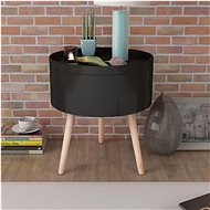 Round side table with serving tray 39.5x44.5 cm black - Side Table