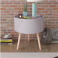 Side table with serving tray round 39.5x44.5 cm gray - Side Table