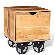 Side table with drawer and castors mango tree 40x40x45 cm - Side Table