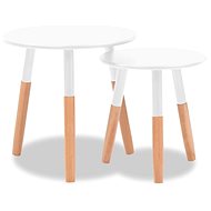 2-piece set of side tables, solid pine, white - Side Table