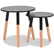 2-piece set of side tables, solid pine, black - Side Table