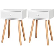 Bedside table 2 pcs solid pine 40x30x61 cm white - Night Stand