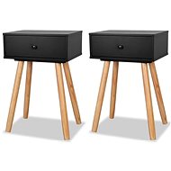 Bedside tables 2 pcs solid pine wood 40x30x61 cm black - Night Stand