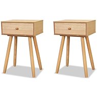 Bedside table 2 pcs solid pine wood 40x30x61 cm brown - Night Stand