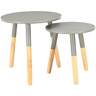 Side tables 2 pcs gray solid pine wood - Side Table