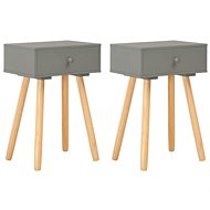 Bedside table 2 pcs gray solid pine wood - Night Stand