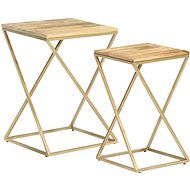 Side tables 2 pcs solid mango wood and steel - Side Table