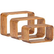 Side tables 3 pcs solid acacia wood sheesham surface - Side Table