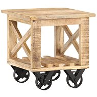 Side table with castors 40x40x42 cm thick mango tree - Side Table