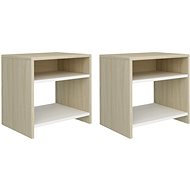 Bedside tables 2 pcs white and sonoma oak 40x30x40 cm chipboard - Night Stand